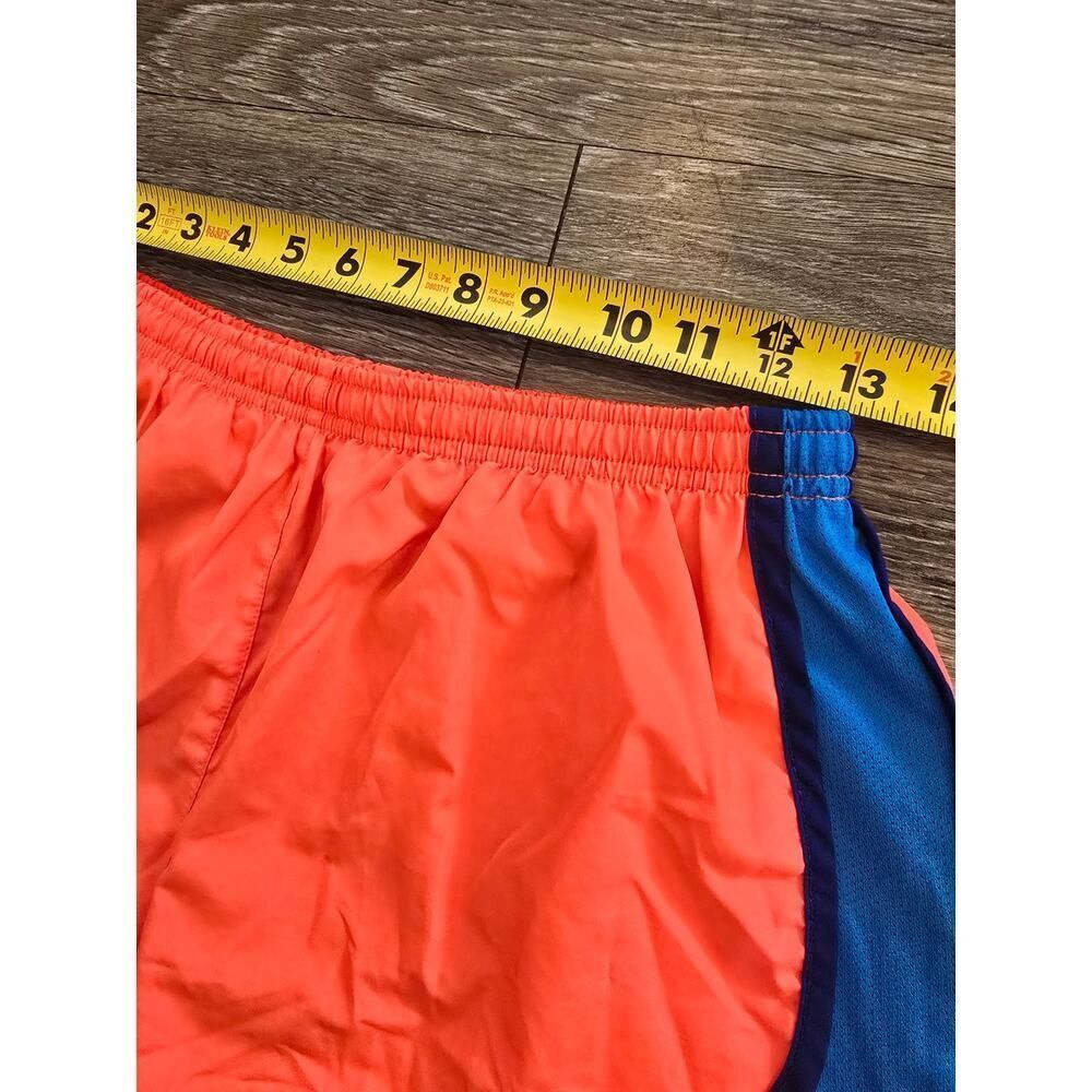 Nike Dri-FIT Neon Coral Running Shorts Size M Blue Trim Athletic Gym Performance - Picture 5 of 7
